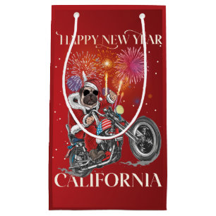 Dog Drives A Motorcycle To California Small Gift Bag