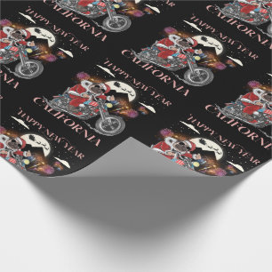 Dog Drives A Motorcycle To California Wrapping Paper