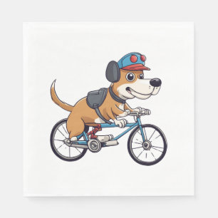 dog driving a bicycle napkin