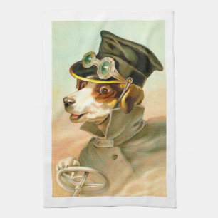Dog driving kitchen towel