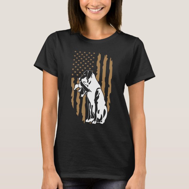 Dog Duck Hunting American Flag T-Shirt (Front)