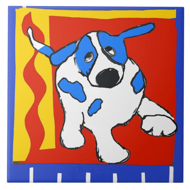 Dog,  Dutch Delft Look Tile (Front)