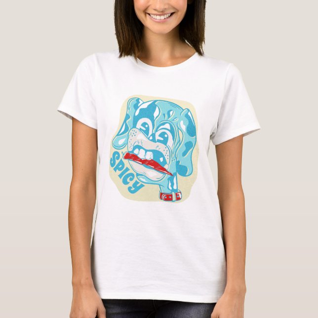 Dog eating hot chili pepper T-Shirt (Front)