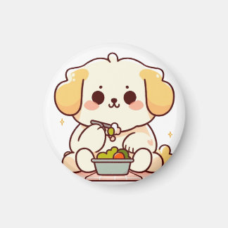 Dog eating lunch magnet