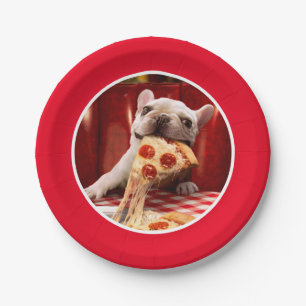 Dog Eating Pizza Slice Paper Plate