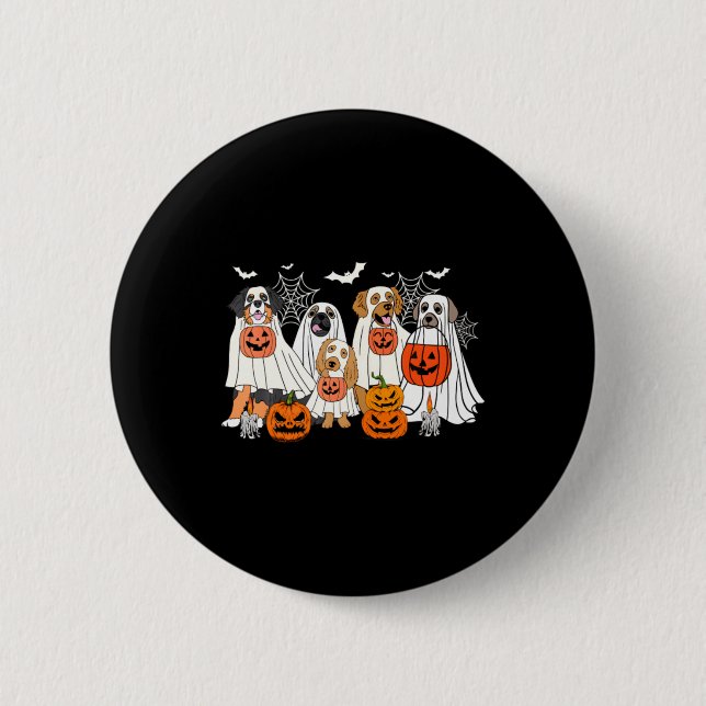 Dog Ed As Ghost Halloween 2 Inch Round Button (Front)