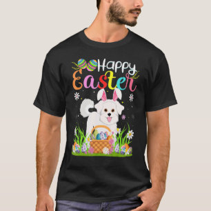 Dog Egg Hunting Bunny Bichon Frise Dog Happy Easte T-Shirt