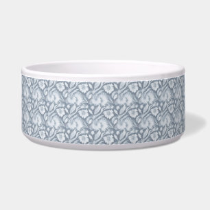 Dog Elegant Grey Dog Bowl with White Floral Design