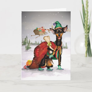 Dog Elf - Miniature Pinscher Moving Christmas Card