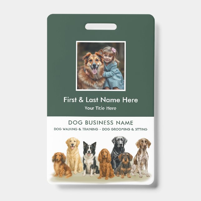 Dog Employee Photo qr Code Logo Name Badge (Front)