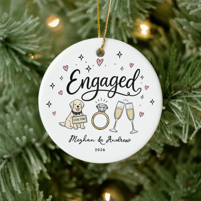 Dog Engagement Ornament Personalized (Tree)