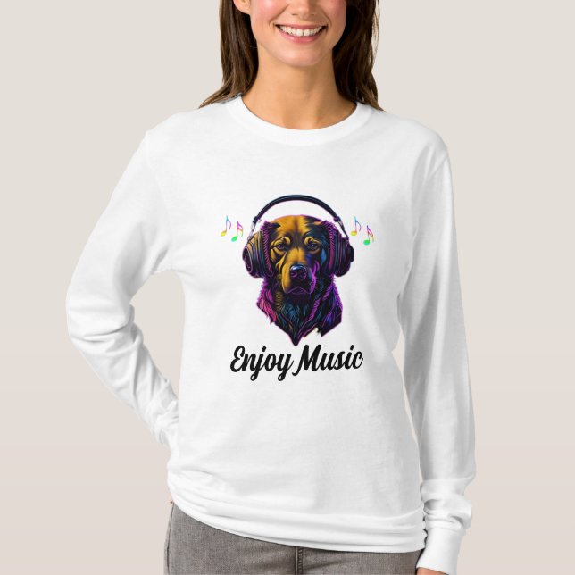Dog Enjoy Music  T-Shirt (Front)