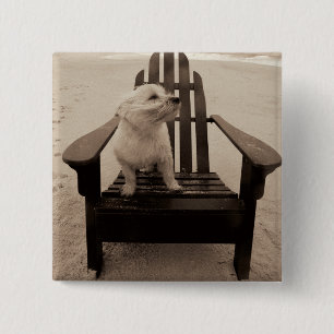 Dog Enjoying the Beach 2 Inch Square Button