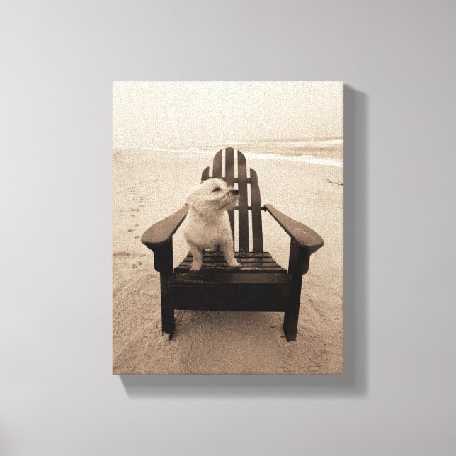 Dog Enjoying the Beach Canvas Print (Front)