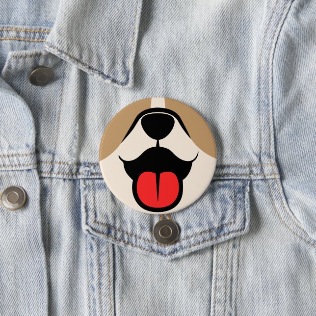 Dog Face 3 Inch Round Button (In Situ)
