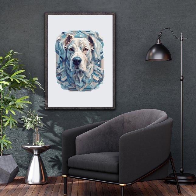 Dog face bluish grey aesthetic mosaic [BD-A2] Post Poster (Creator Uploaded)
