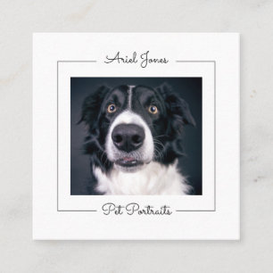Dog Face Pet Portrait Photographer Custom Photo Square Business Card
