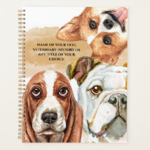Dog faces realistic watercolor pets illustration