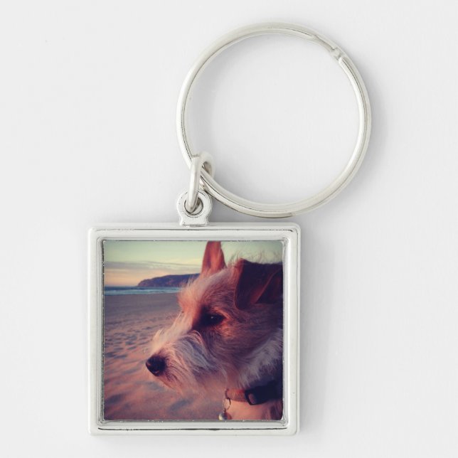 Dog Facing The Beach Keychain (Front)