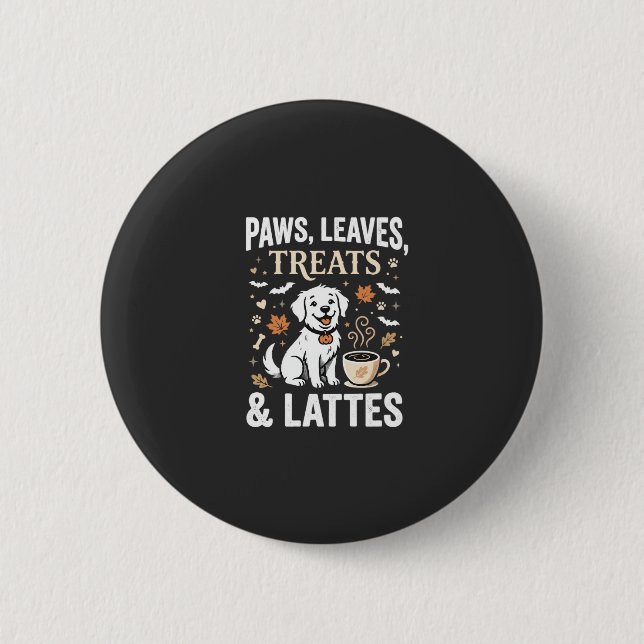 Dog Fall Latte Halloween 2 Inch Round Button (Front)