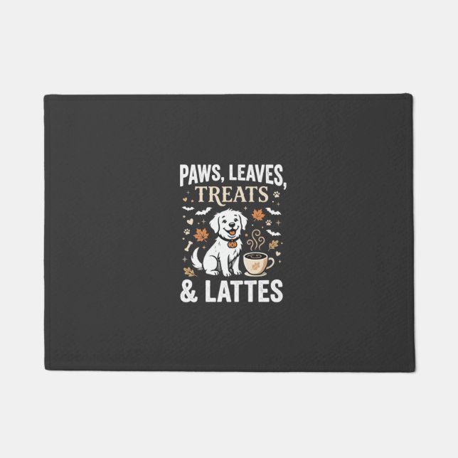 Dog Fall Latte Halloween Doormat (Front)