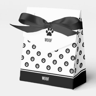 Dog Favour Box Black and White Paw Print Favour Bo