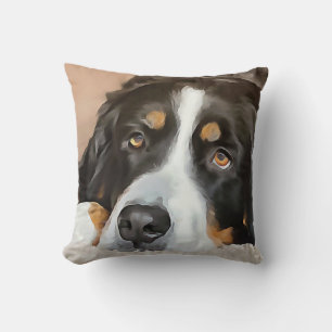 Dog, Female dog, Bernese mountain dog Throw Pillow