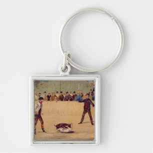 Dog Fighting (oil on paper) Keychain