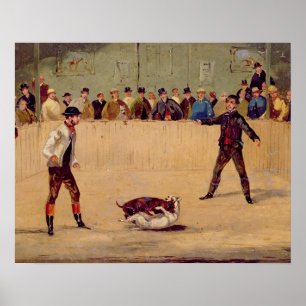 Dog Fighting (oil on paper) Poster
