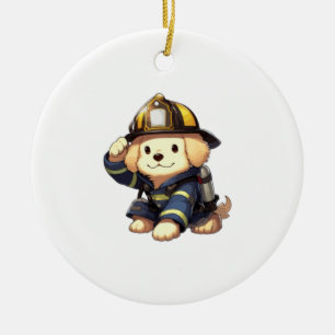 Dog Firefighter Classic T-Shirt Ceramic Ornament