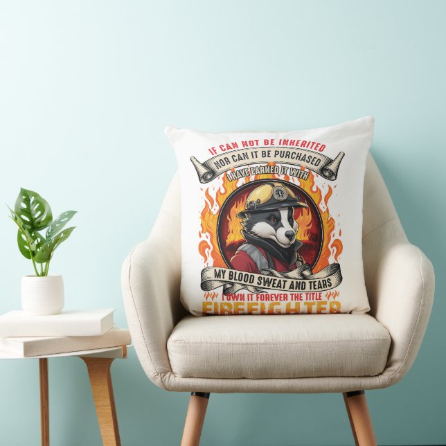 Dog Firefighter Throw Pillow (Chair)
