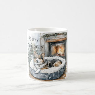 Dog Fireplace Christmas Coffee Mug
