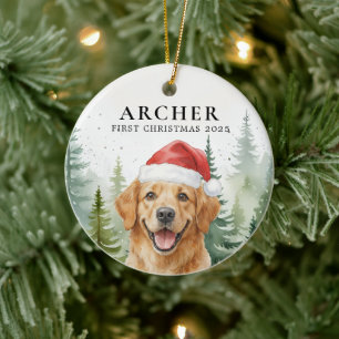 Dog First Christmas Pet Puppy Photo Personalized Ceramic Ornament