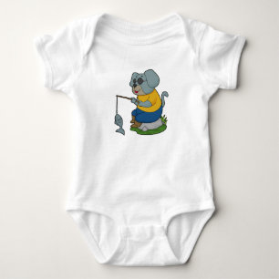 Dog Fishing Fisher Finshing rod Baby Bodysuit