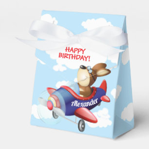 Dog Flying Airplane Birthday Party Favor Box