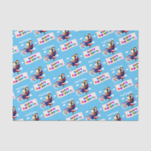 Dog Flying Airplane Personalized Birthday Tissue Paper