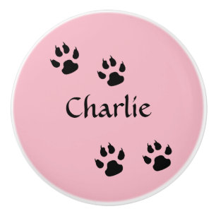 Dog Footprints Ceramic Knob