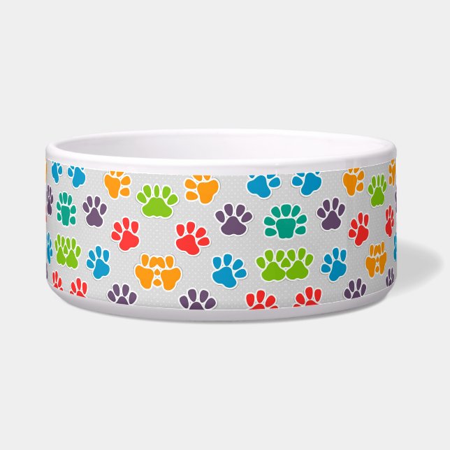 Dog footprints Ceramic Pet Bowl (Front)