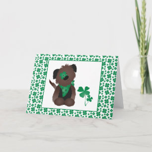 Dog Four Leaf Clover Green Card