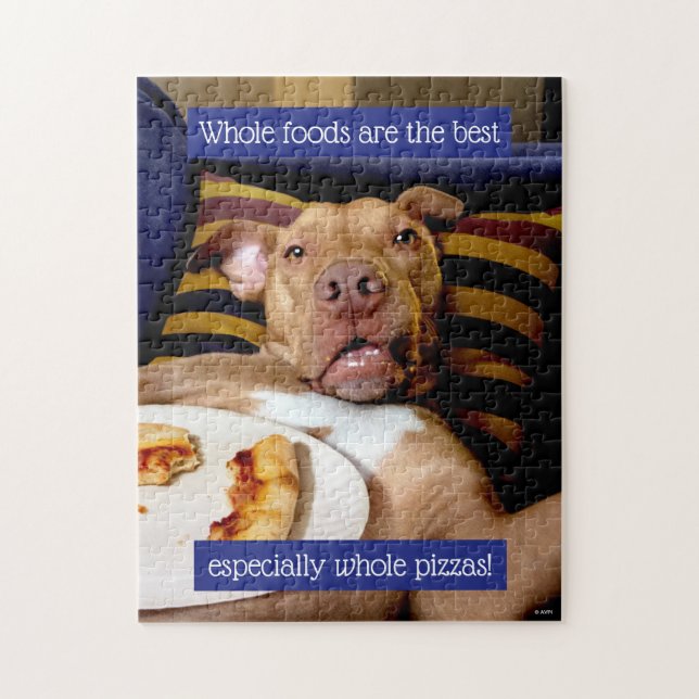 Dog Full Of Pizza Jigsaw Puzzle (Vertical)
