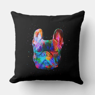 Dog Geometric Colour Splash Pop Art French Bulldog Throw Pillow
