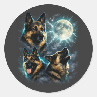 Dog German Shepherd Howling at the Moon Classic Round Sticker