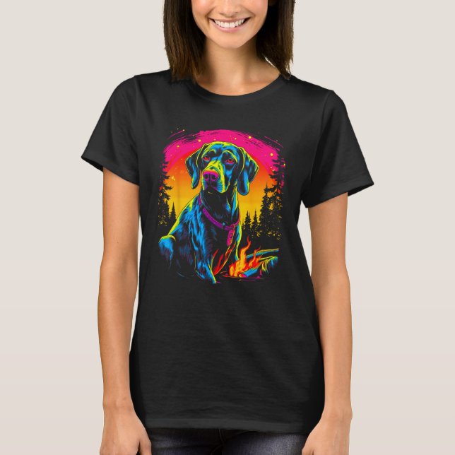 Dog German Shorthaired Pointer Camping T-Shirt (Front)