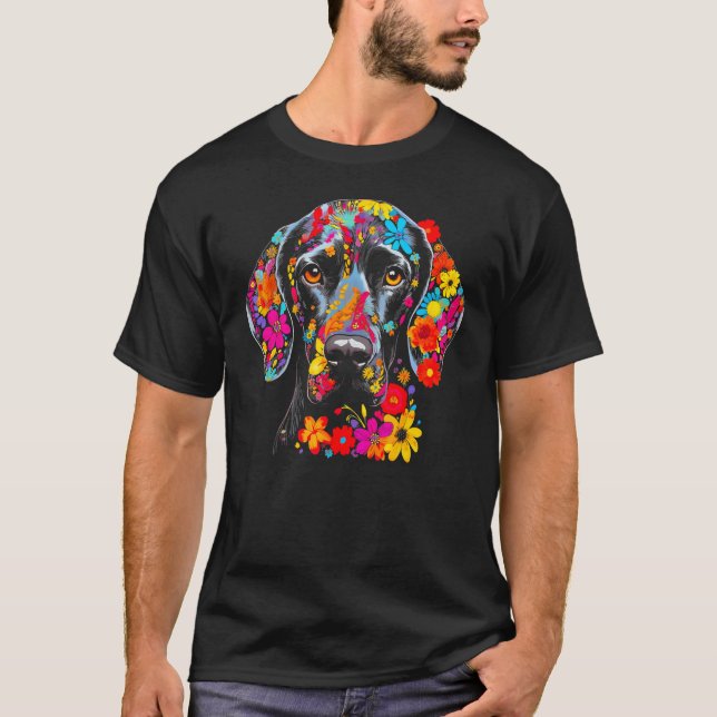 Dog German Shorthaired Pointer Flower Peace T-Shirt (Front)
