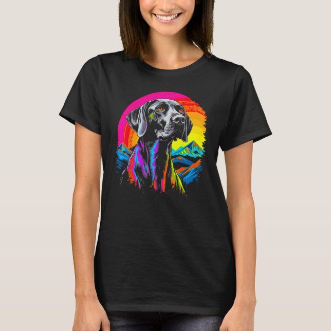 Dog German Shorthaired Pointer Mountain Nature Sun T-Shirt (Front)