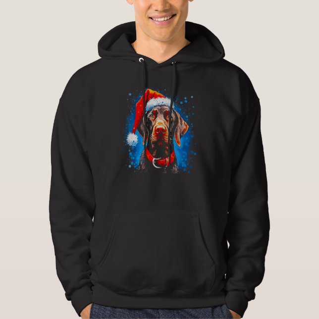 Dog German Shorthaired Pointer Xmas Hoodie (Front)