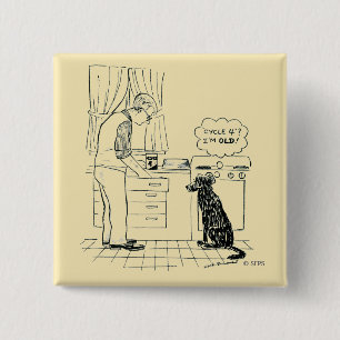 Dog Getting Older 2 Inch Square Button