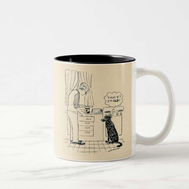 Dog Getting Older Two-Tone Coffee Mug (Right)