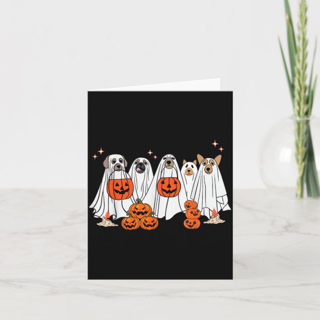 Dog Ghost Cute Dog Dressed As Ghost Funny Card (Front)