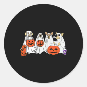 Dog Ghost Cute Dog Dressed As Ghost Funny Hallowee Classic Round Sticker